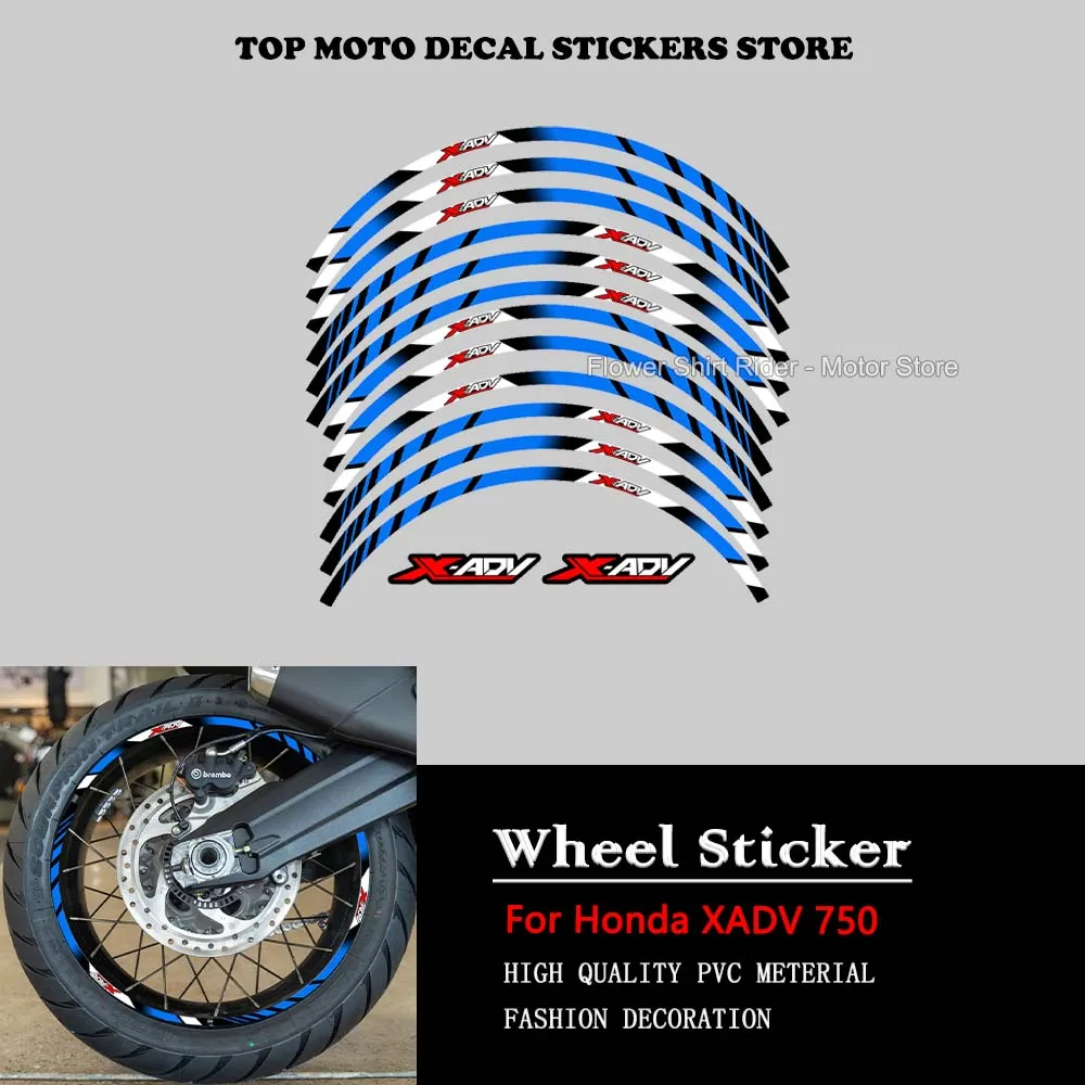 For Honda XADV 750 Xadv 750 Motorcycle Wheel Sticker Waterproof Hub Decal Rim Stripe Tape 17