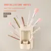 Wall Mounted Brush Holder Makeup Brush Organizer,360° Rotating Storage Holder for Cosmetics Makeup Organizer with Drawers 5