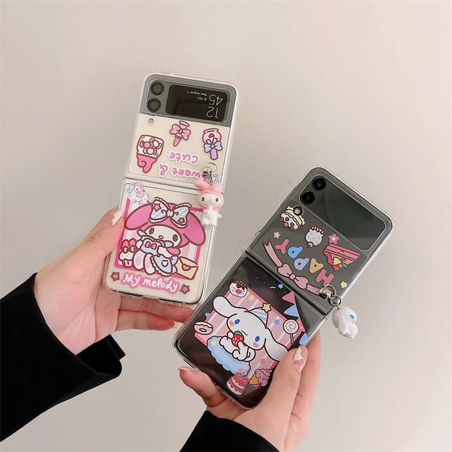 Sanrio Hello Kitty Cinnamoroll Phone Case For Samsung Z Flip 3 4 5G ZFlip3  ZFlip4 ZFlip5 Galaxy Shockproof Transparent Cover - AliExpress