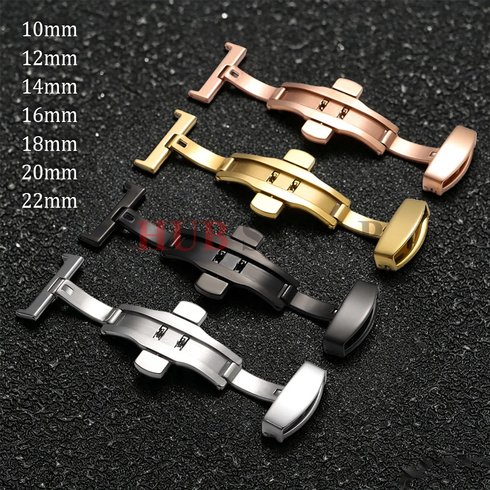 Polished Stainless Steel Butterfly Folding Buckle Watch Strap Clasp Accessory
