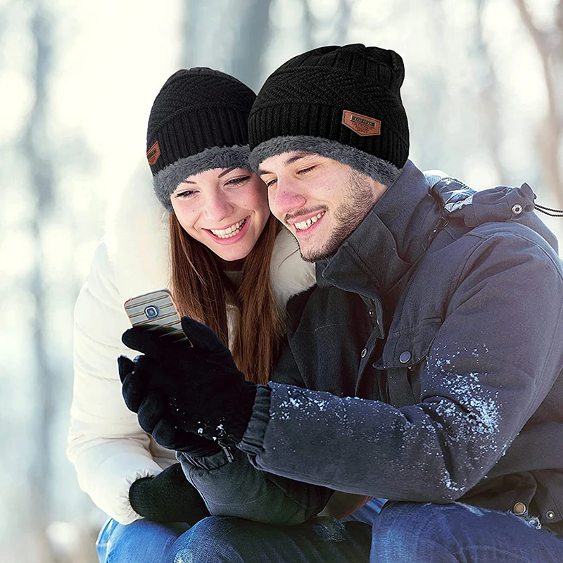 Winter Beanie Hat for Men Knitted Hat Winter Cap Beanie Women Thick Wool Neck Scarf Cap Balaclava Mask Bonnet Hats 4