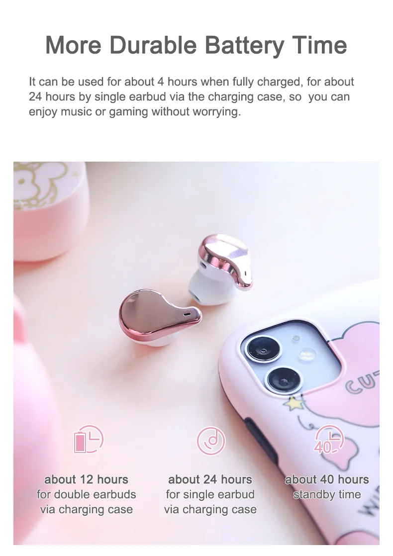 New disney with girl makeup mirror bluetooth earphones