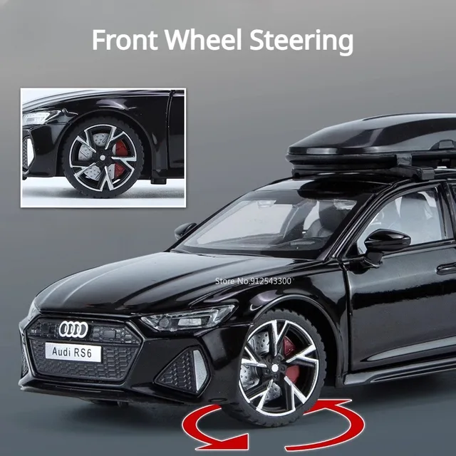 1/32 RS6 Car Model Toy Simulation Alloy Diecast Doors Opened Sound Light Shock Absorption Vehicle Models Ornaments Child Gifts 5