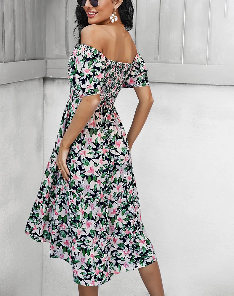 Waliicorners Casual Bohemian New Short Sleeve Medium Long Dresses Summer Floral Off The Shoulder Dress For Women 31 Se0a7e7d77a3c41c8975461e53dd5da73A