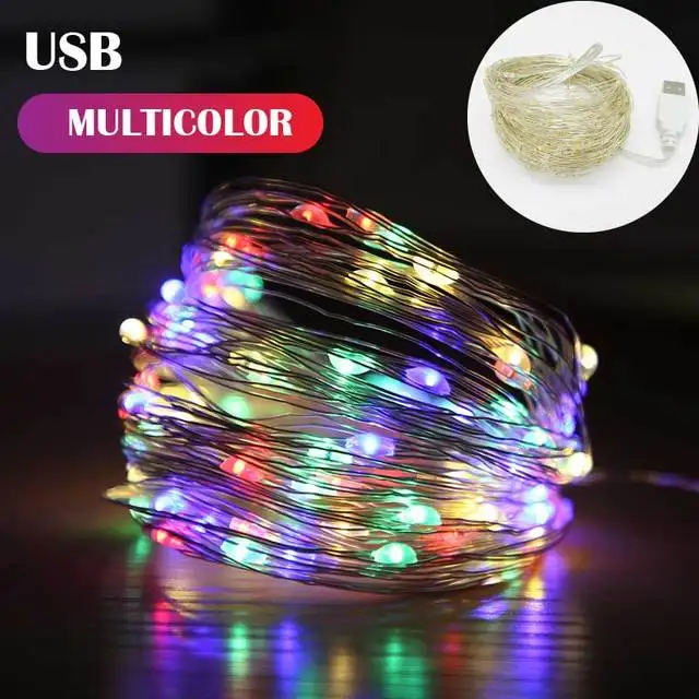 thumbnail image 1 of LED Fairy Lights Christmas Decorations Lamp USB Copper Wire String Light for Wedding Garland Party Curtain Light 1M 3M 5M 20M, 1 of 5