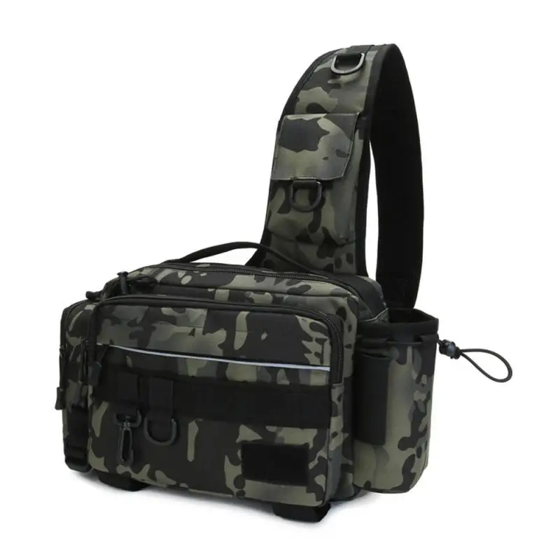 

Fishing Bags Rod Holder Backpack For Men Waterproof Pouch For Fishing Storage Cross Body Sling Bag Military Outdoor Lure Bags