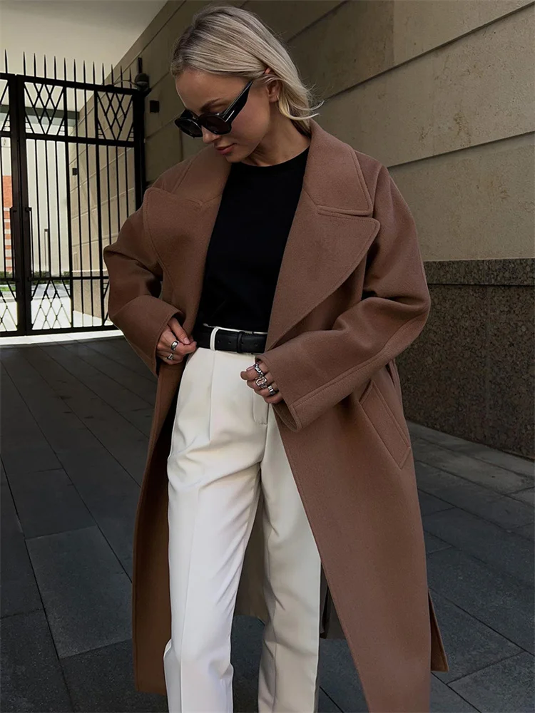 Tossy Winter Lapel Ladies Overcoat Coat Fashion Loose Elegant Pocket Patchwork Slim Long Sleeve High Street Female Outwear 2023