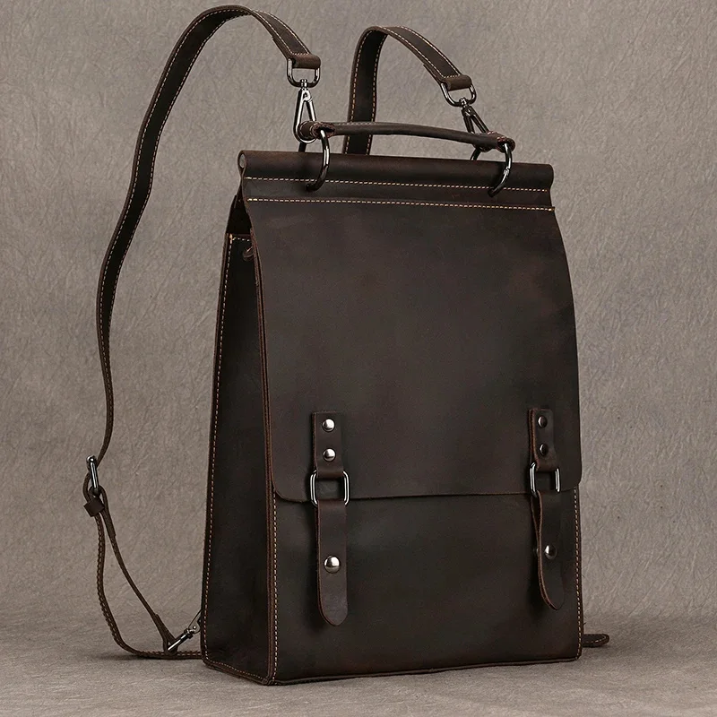 

100% Genuine Leather Sling Backpack Cover Shoulder Travel Bagpack Men Women Fashion Daypack Real Cowskin