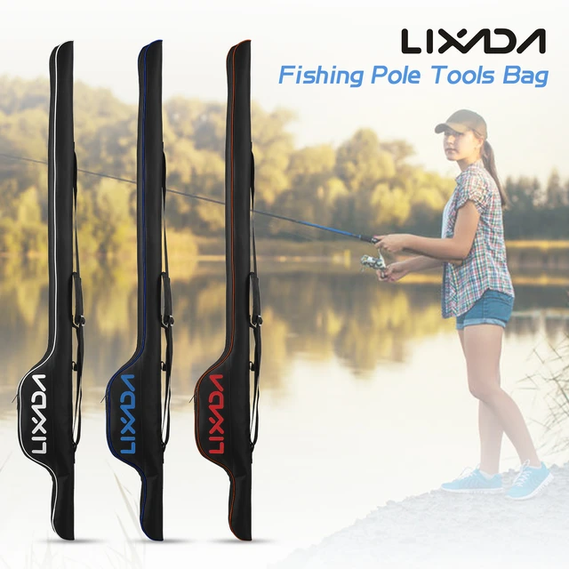 Lixada 63'' Fishing Pole Bag Portable Fishing Rod Case Folding Fishing Pole  Holder Large Capacity Rod Tackle Storage Bag