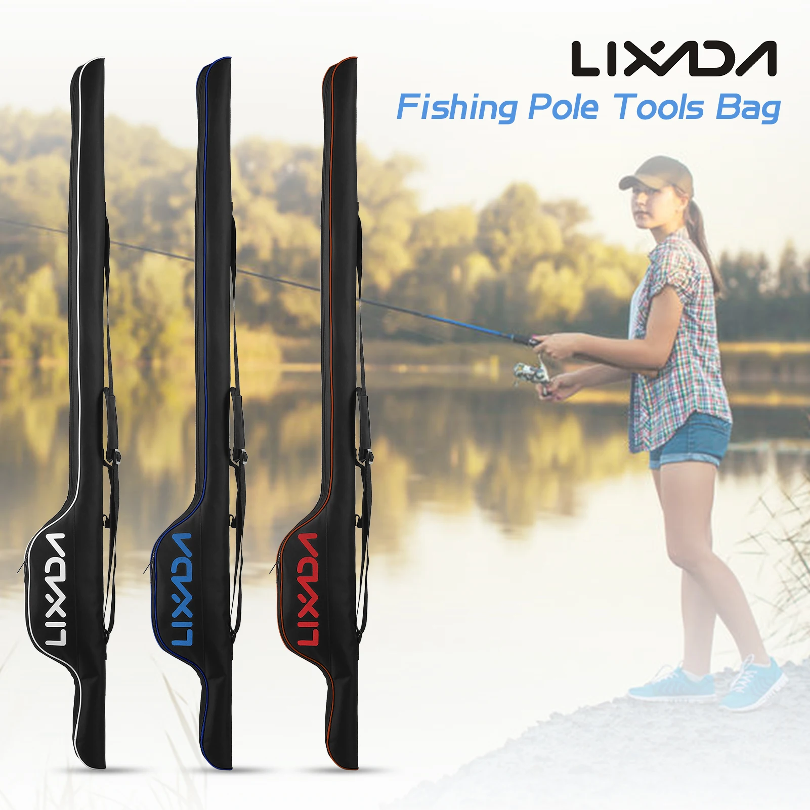 Lixada 63'' Fishing Pole Bag Portable Fishing Rod Case Folding