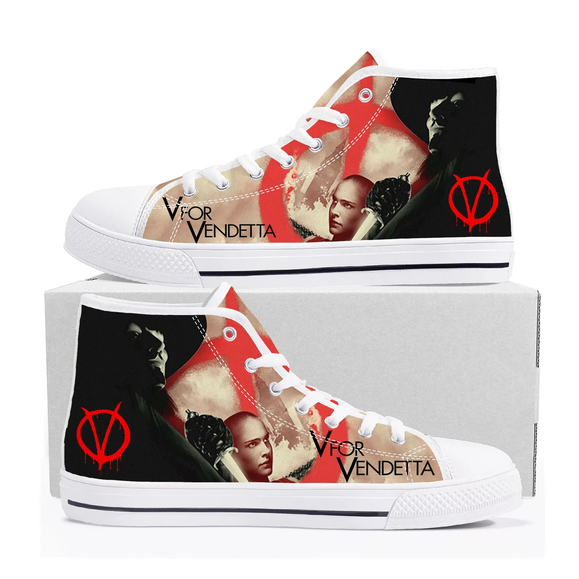 V for Vendetta Movie High Top Sneakers Mens Womens Teenager High Quality Canvas Sneaker couple Casual Shoe Customize Shoes