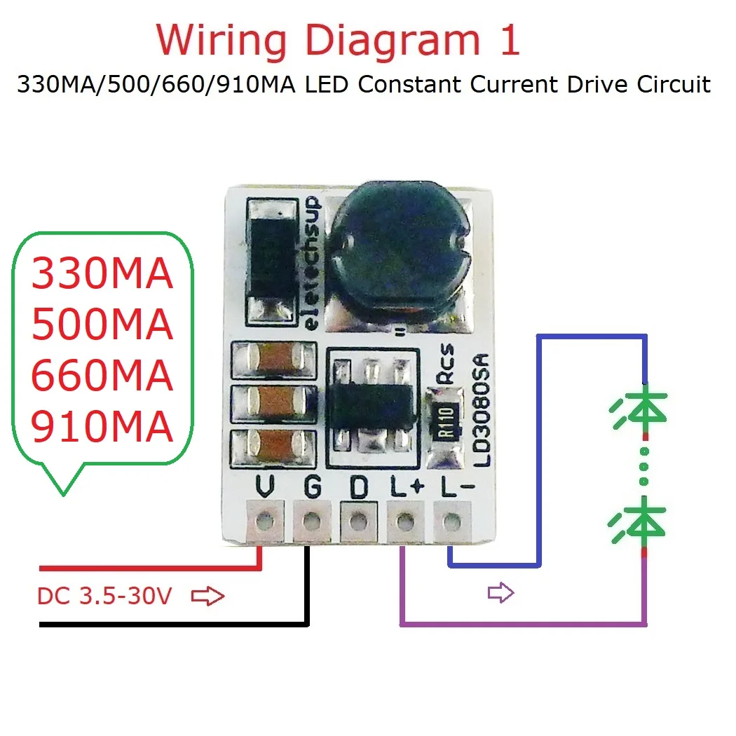 DC 3 7 30V 20W LED 드라이버 모듈 PWM ON OFF 제어 330 500 660 910mA 정전류