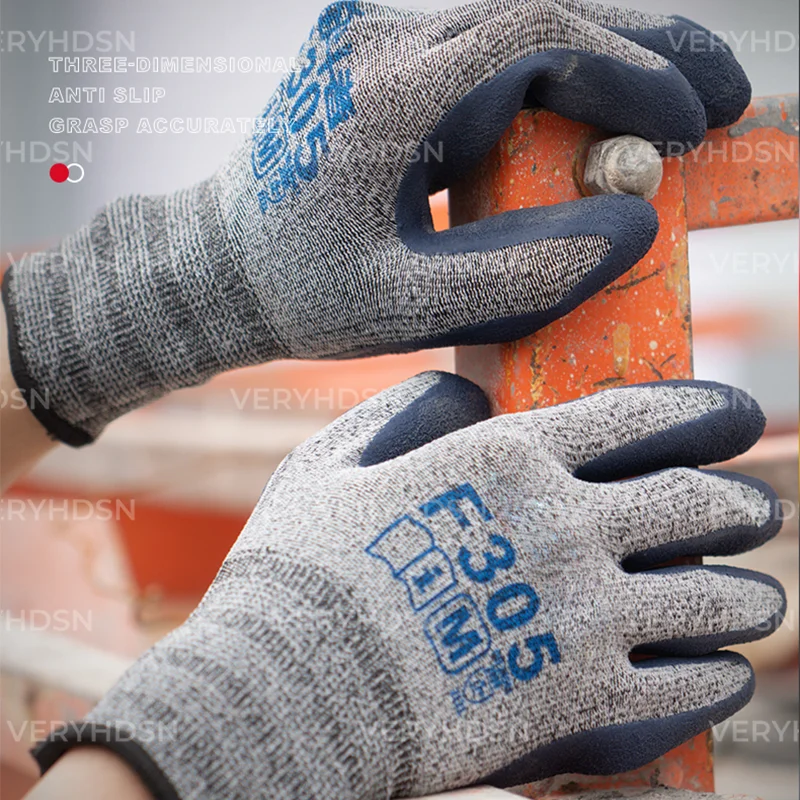 Durable & Breathable Safety Work Gloves anti cut gloves work gloves cut resistant gloves nitrile gloves protective gloves For Men&Women Multi-Purpose Firm Non-Slip Grip Cut-Resistant Nitrile Foam Coated 3pairs