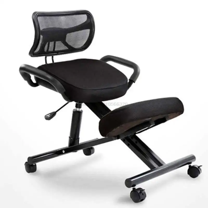 

Ergonomically Designed Knee Chair with Back and Handle Office Kneeling Chair Ergonomic Posture Leather Black Chair With Caster