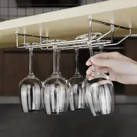 27/35cm Stainless Steel Wine Rack Glass Holder Hanging Bar Hanger Shelf Hanging Rack Under Cabinet Stemware Organizer 1