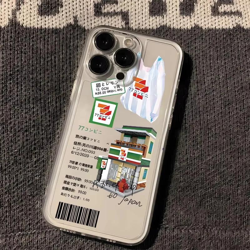 Japan Skyline Clear Phone Case with Kanagawa Label Design