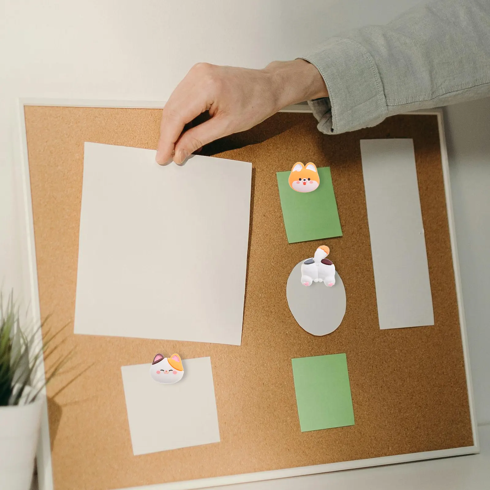 30Pcs 동물 푸시핀 코르크 보드용 귀여운 장 압정 게시판 사진 노트 사무용품 푸시핀