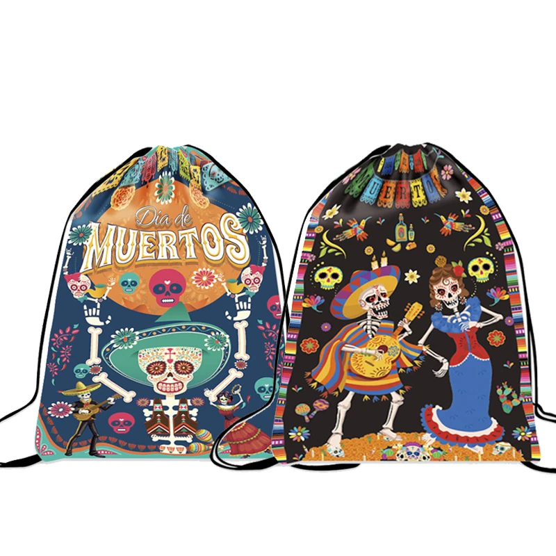 

Disney Coco Backpack Cartoon Print Drawstring Bag Children's School Bag Day of The Dead Theme Party Supplies Storage Bags