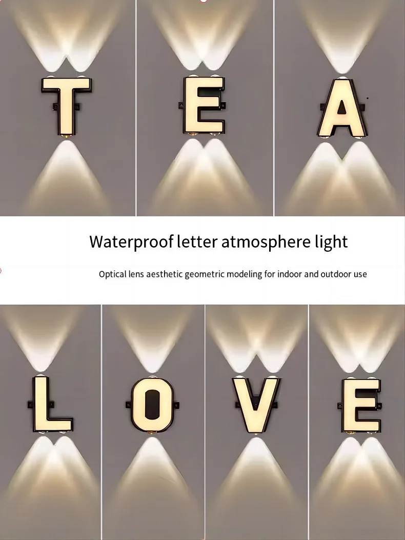 English Letters and Numbers Wall light LED Wall Decoration Sign Light Outdoor Waterproof Courtyard Lamp Balcony Light