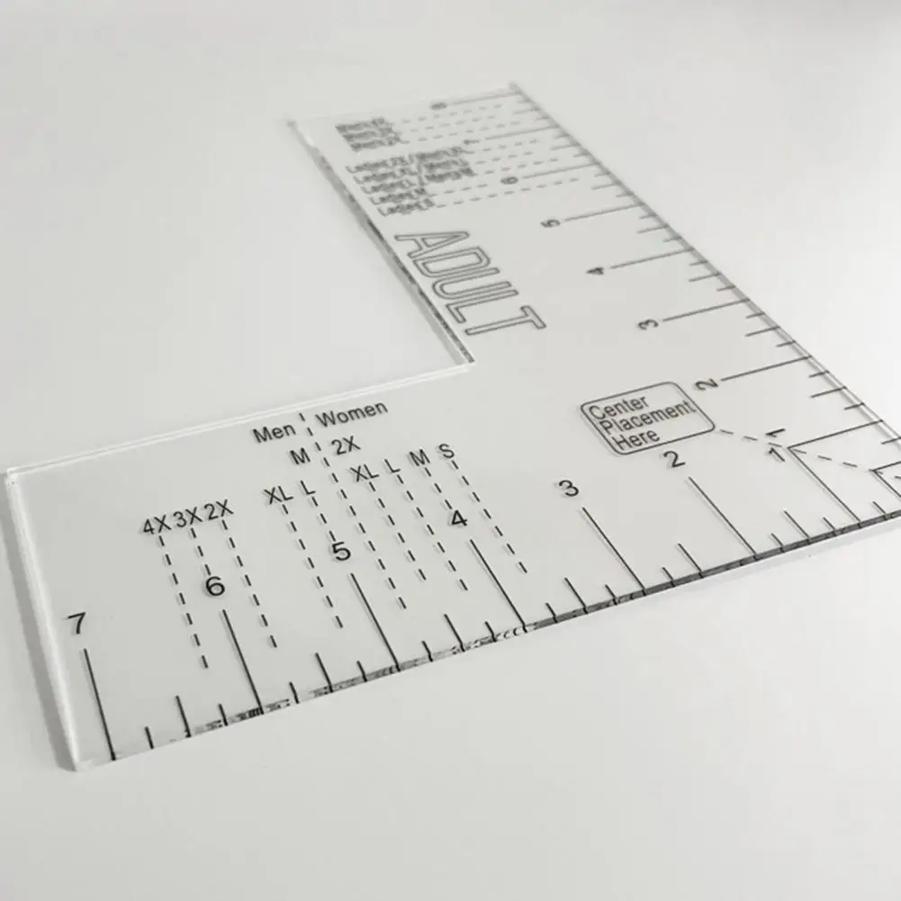 T-shirt Ruler Acrylic Left Chest Logo Placement Tool Heat Press T-shirt Ruler Adult Size Precise Scale Clothes Measuring Tool 4