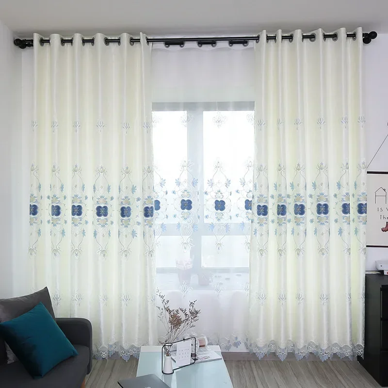 

New European Light Luxury Curtains for Living Dining Room Bedroom Embroidered High Quality Balcony Window Drape Custom Size
