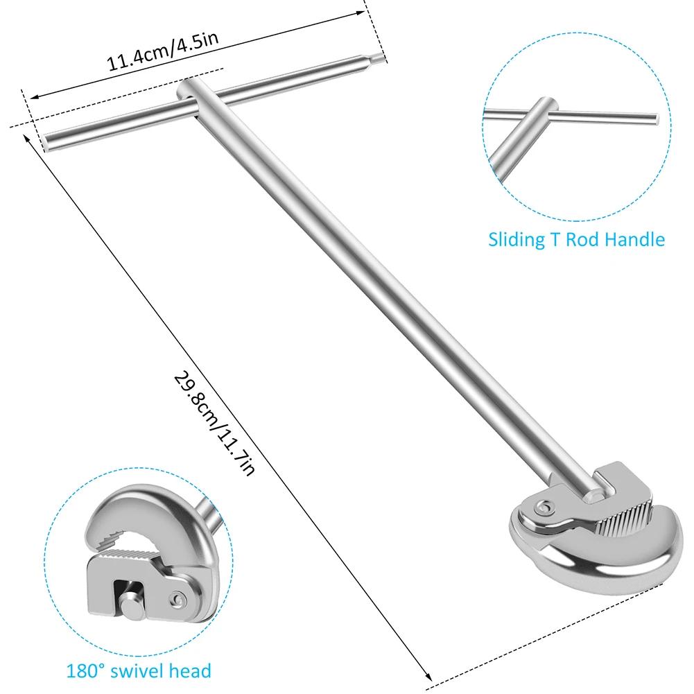 

Adjustable Jaw Telescopic Basin Wrench Efficient and Flexible for Tightening/Loosening Sink Accessories Silver