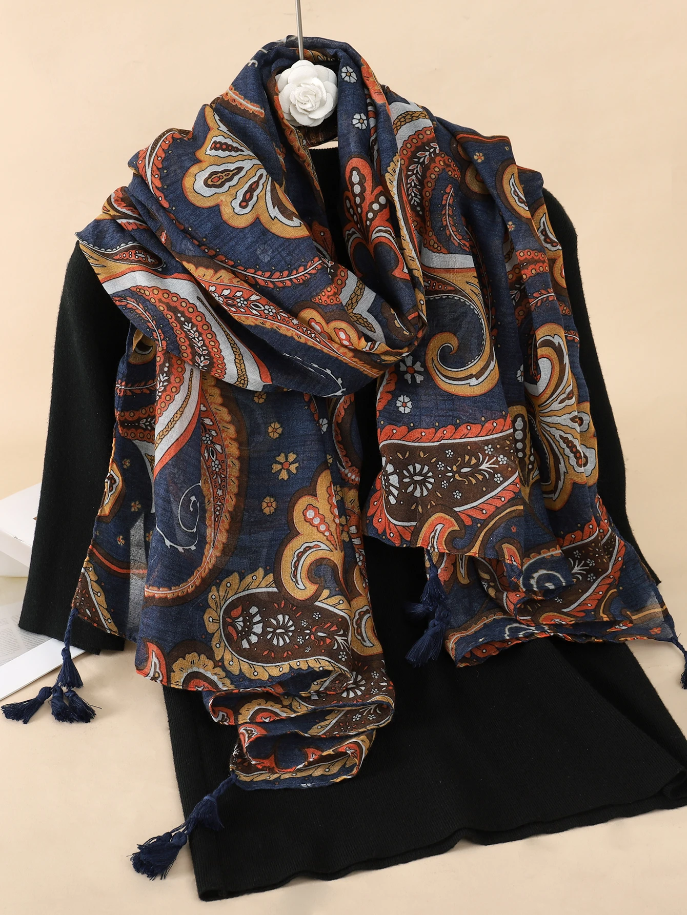 

2023 Women Scarf flower print Hijab soft Shawls and Wraps Tessale Female Foulard Sun Shawl pashmina Bandana Headscarf