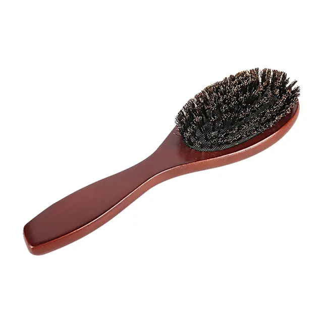 Natural Boar Bristle Brush Comb Anti-Static Oval Hairdressing Hair Styly Comb Wood Woman Hairbrush 6