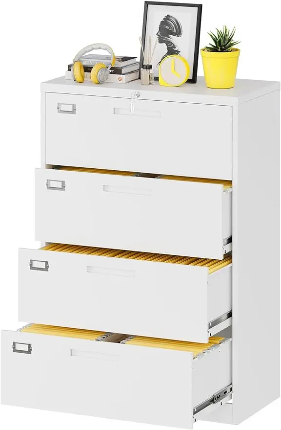 

Fesbos Lateral File With Lock, 4 Drawer Large Metal Filing ,home Office Lockable Storage For Hanging