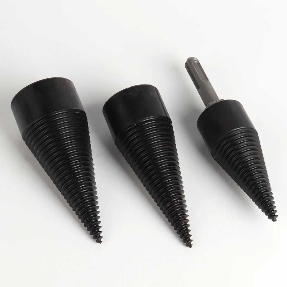 Set 3 Punte Spaccalegna Per Trapano 38-50mm - Acciaio Carbonio Con Gambi Diversi Per Legna Da Ardere - Foto 4