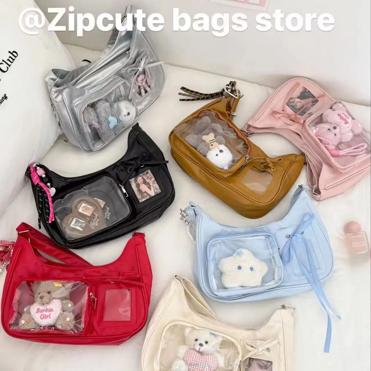 Y2k Harajuku Shoulder Bag Women Korean Transparent Ita Bag School Crossbody Bag Female Japanese Designer Preppy Handbag Purse 1