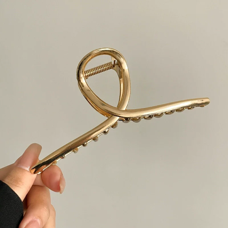 11.5CM Large Metal Hair Clip For Women Golden Sliver Ponytail Claw Clip  Hairpin Hair Accessories Fashion Shark Clip Headwear