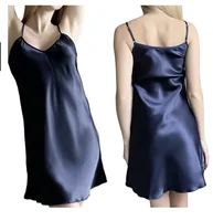 Robe de nuit sexy en satin de soie pour femme, sans manches, col en V, nuisette grande taille, vêtements de nuit 4