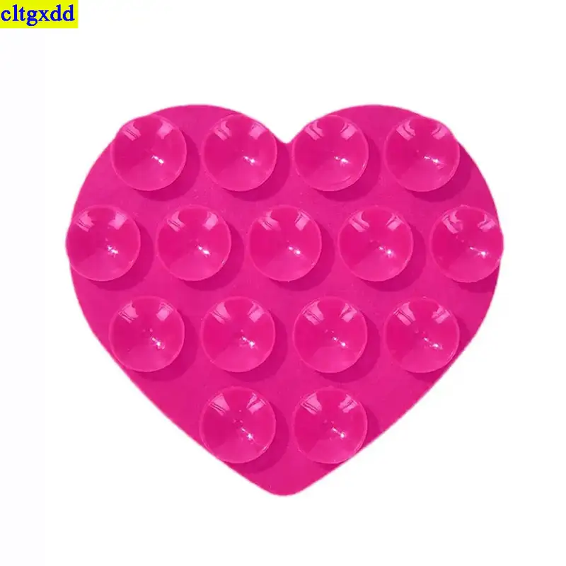 cltgxdd 1piece heart-shaped double-sided suction cup silicone phone holder with 15 suction cups, powerful selfie function - Image 7