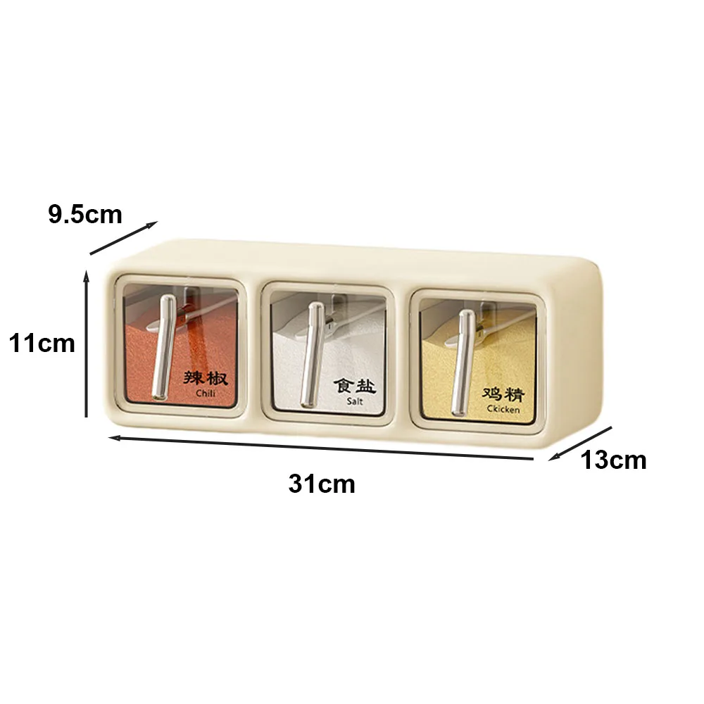 Fashion 3 Grid Visiables Wall Hanging Seasoning Box Waterproof Multi-Grid Seasoning Bottle Kitchen Supplies