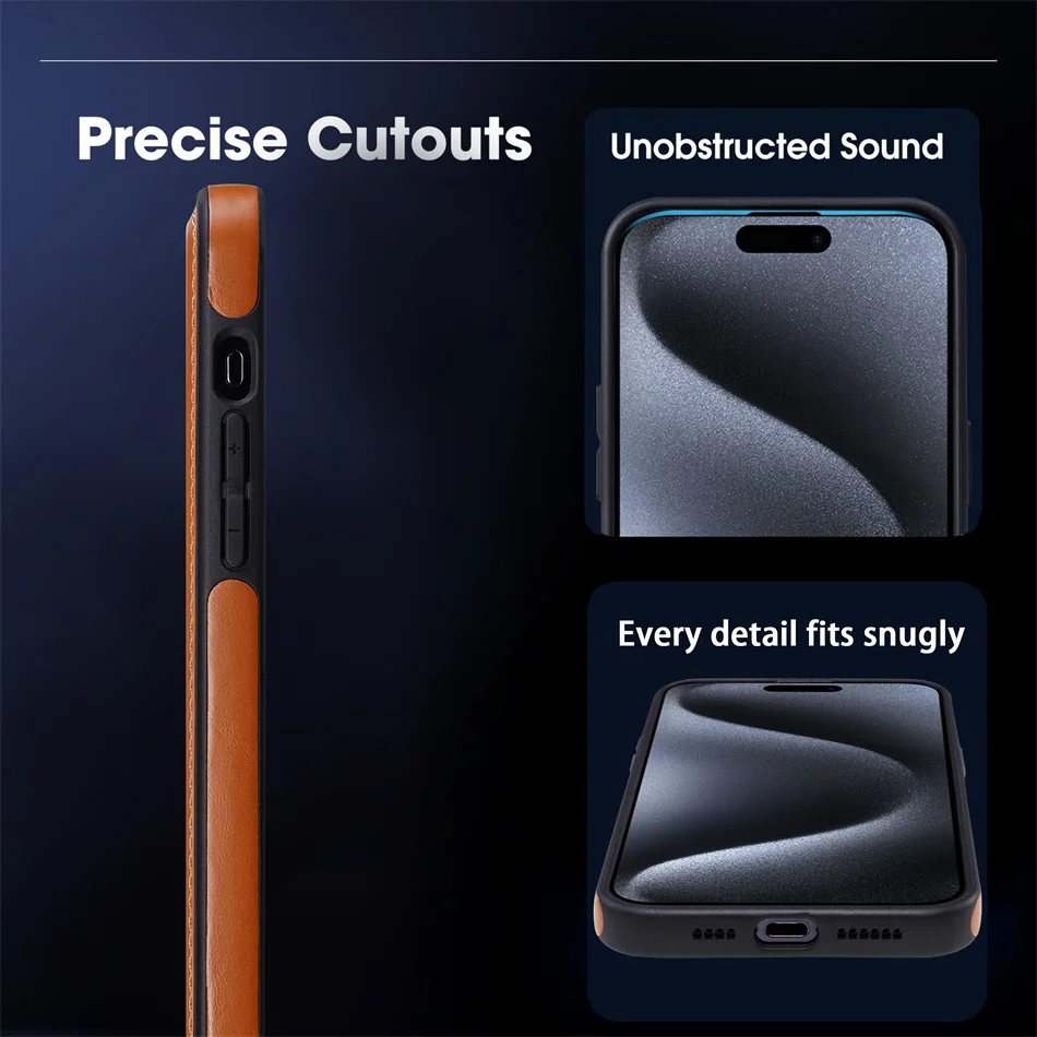 Luxury Magnetic Hidden Stand Ring Wireless Charge For Magsafe Leather Case For iPhone 12 13 14 15 16 17 Pro Max Hollow Cover