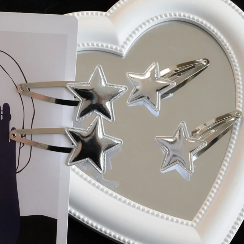 

A2ES Women Girls Star Hair Pin Sweet Side Clips Glitter Silver Hairpin for Holiday Gift and Cosplay Costume Hair Accessories