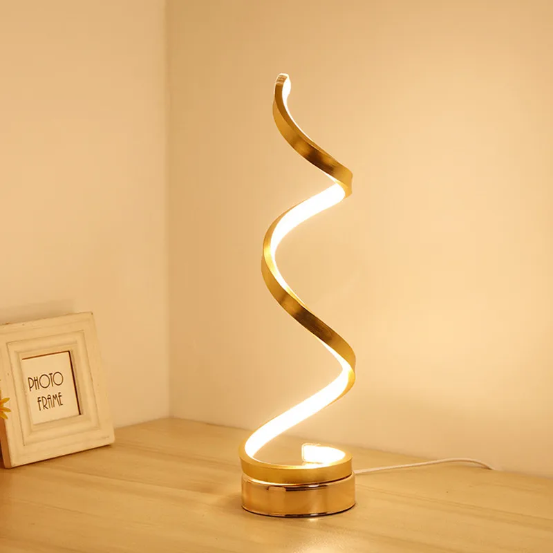 

LED spiral table lamp modern minimalist room bedside creative art study living room desktop romantic curve reading lighting