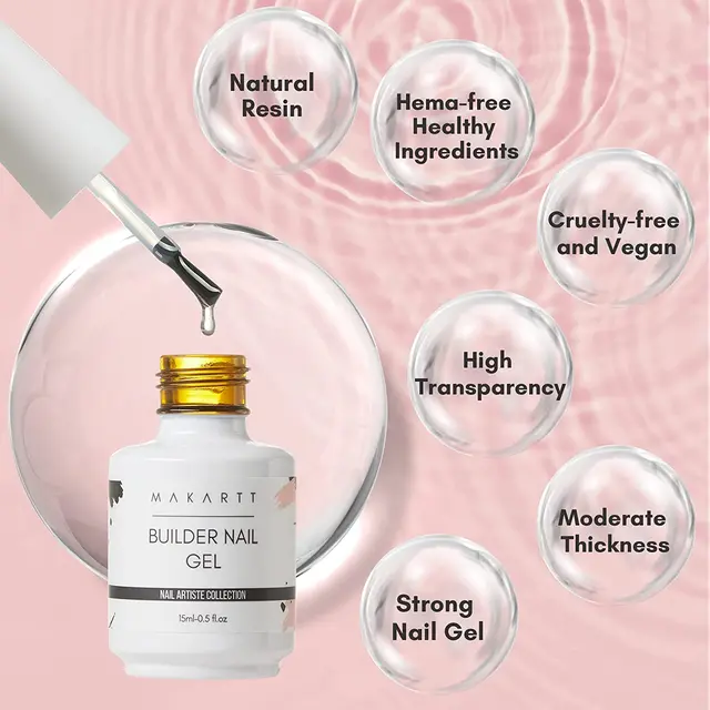 Builder Nail Gel 15ml 5in1: Base, Strengthener, Extension