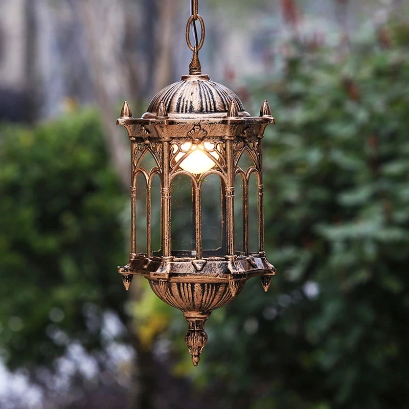 Europe Creative Outdoor Pendant Lights Bronze Painted Luminaire Suspendu Residential Hotel Community Balcony Parlor Lamps