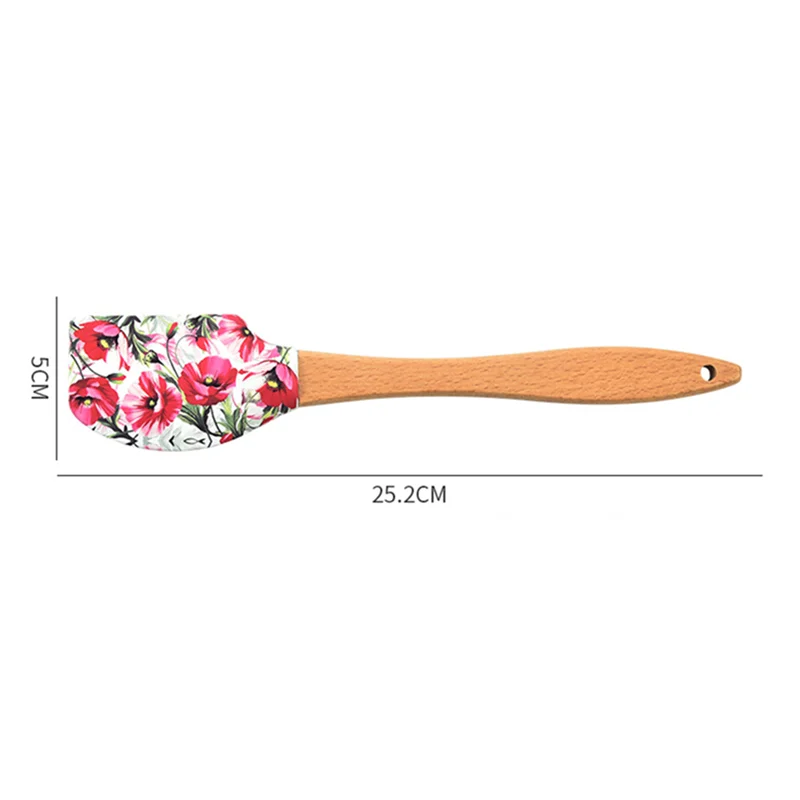 1Pcs Silicone Cream Baking Scraper with Long Wooden Handle Kitchen Non-stick Spatula Pastry Blenders Butter Mixer Baking Tools images - 6