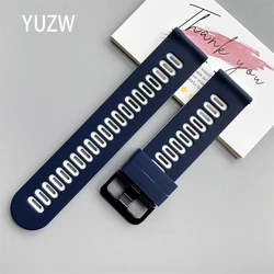 Premium Leather Smartwatch Band, 20/22mm - Elegant Wrist Strap Bracelet - 1pcs 22mm Watchband (Silicone blue White)