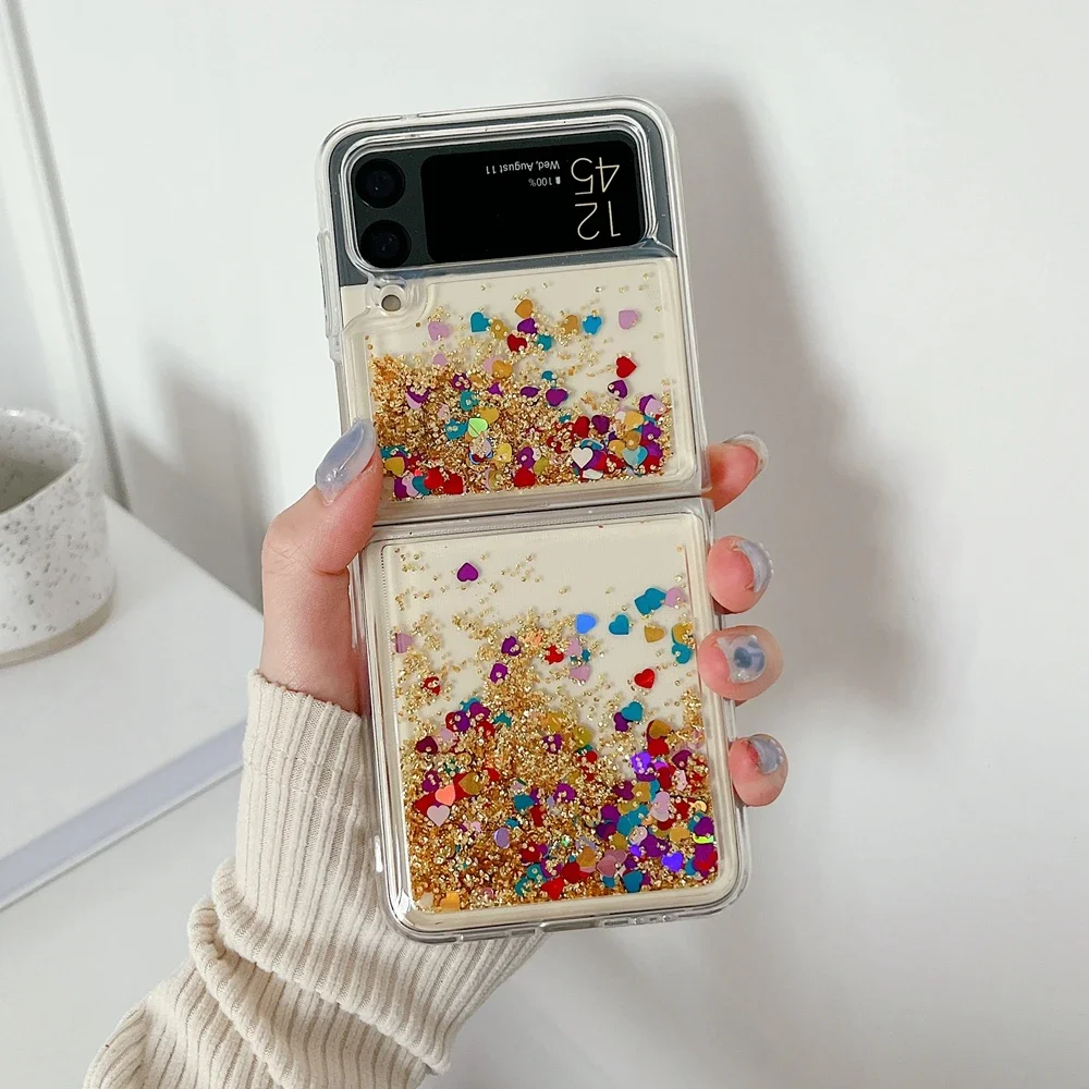Luxury Gradient Glitter Quicksand Love Heart Bling Case for Samsung Galaxy Z Flip Series