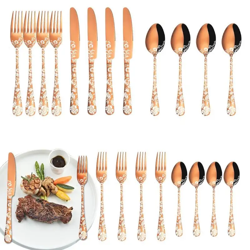 

Stainless Steel Cutlery 4Set/20pcs Kitchen Silverware Mirror Polished Reusable Silverware Set Durable Utensil Sets