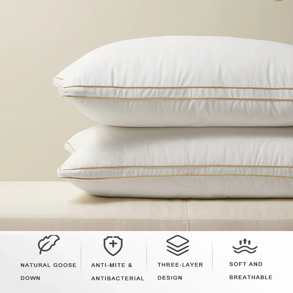 Peter Khanun Luxurious Goose Down Pillow Neck Pillows For Sleeping Bed Pillows Cotton Shell Down Proof King Queen Size 1 Pc