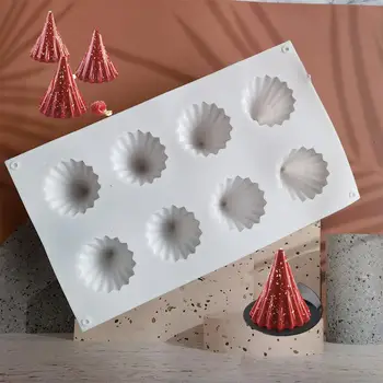 8 Grid Christmas Tree DIY Silicone Mold Icing Biscuit Aroma Candle Mold Stripe Tree Chocolate Mold 2
