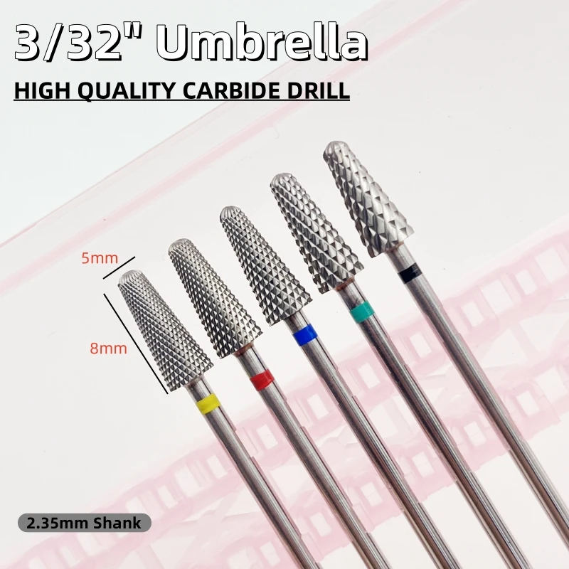 1Pcs Umbrella Tungsten Nail Drill Bits Premium Carbide Milling Cutter for Nail Files Manicure Cutter and Art Tool