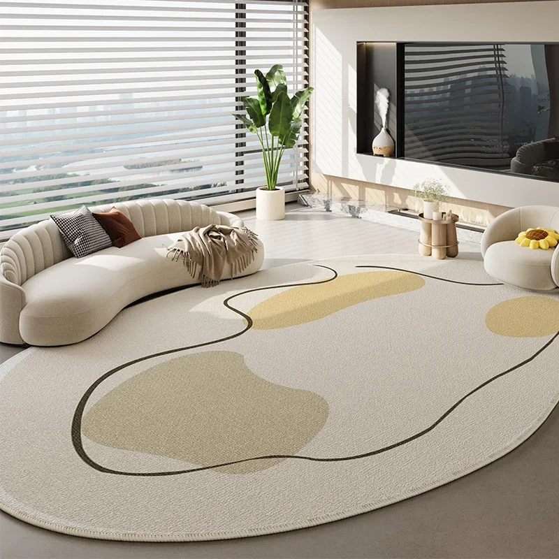 Oval Living Room Carpet Special-shape Simple Line Large Area Bedroom Rug Beige Home Decoration Sofa Coffee Table Mat Tapis Ковер