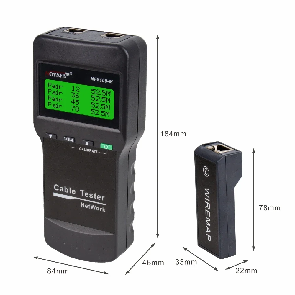 NOYAFA NF-8108M Digital Network LAN Cable Tester Meter RJ45 5E, 6E Coaxial Cable Tracker Tool Measure Network Cable Length 3