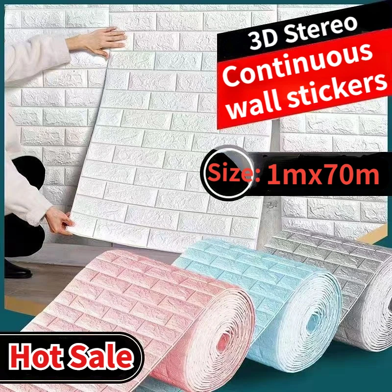 

Baby Room 3D Continuous Self-adhesive Wall Stickers Waterproof Imitation Brick Wallpaper DIY Living Room Bedroom Home Decoration